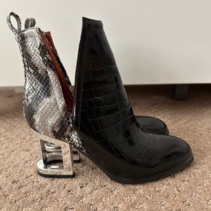 Jeffrey Campbell snake and black Orwell boots 6.5